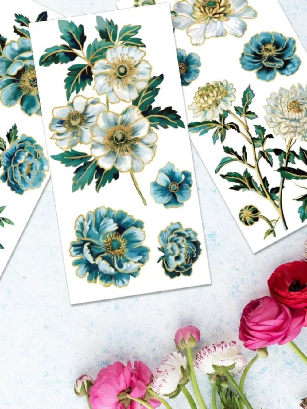 PLIGREAT 3 Sheets Rub on Transfers for Crafts and Furniture, Vintage Flower Rub